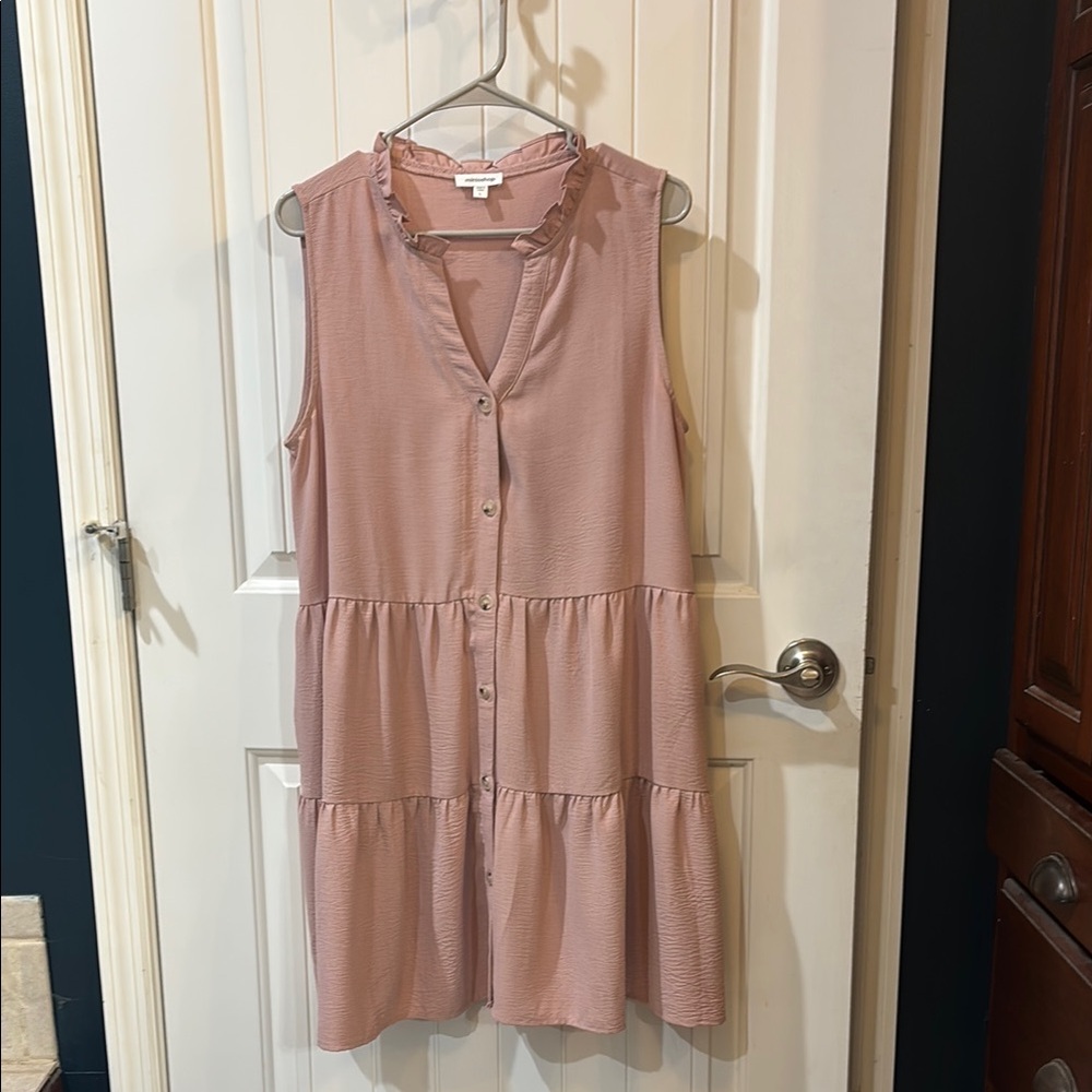 Mittoshop Pink Ruched Tie Front Sundress